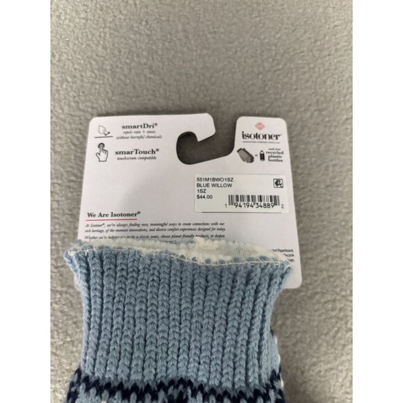 Isotoner Signature Womens Nordic Fair Isle Water Repellent Knit Mittens Blue NWT - Picture 5 of 7